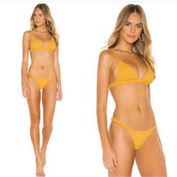 Vitamin A Bikini Set Moss Carmen Ribbed Yellow - Picture 6 of 9